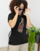bella canvas t shirt mockup of a taking off her sunglasses for a tiktok m31479