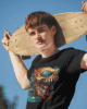 round neck tee mockup of a man holding a skateboard 37873 r el2